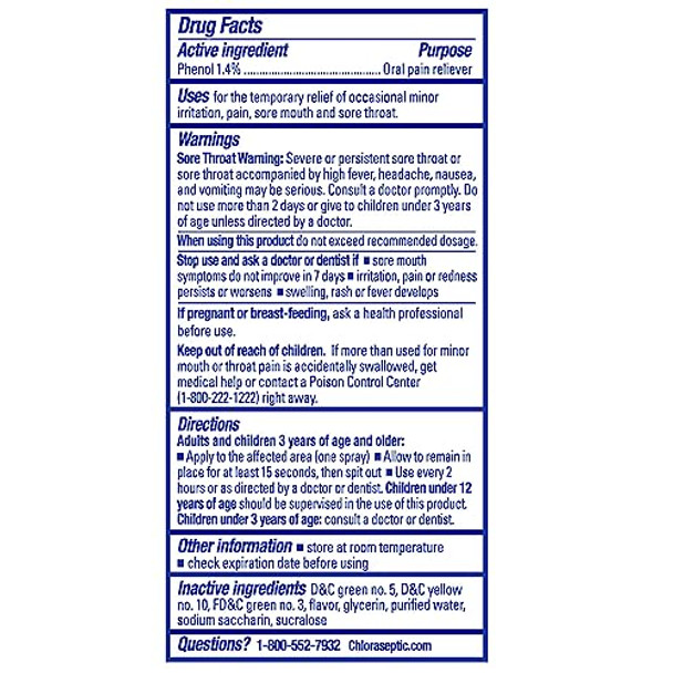 Chloraseptic Sore Throat Spray Menthol 6 Oz Chloraseptic Sore Throat Spray Menthol 6 Oz