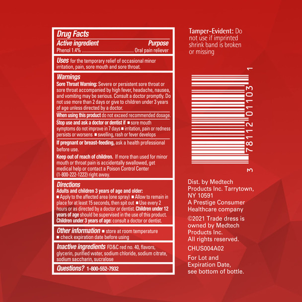 Chloraseptic Sore Throat Spray Cherry Flavor 6 fl oz