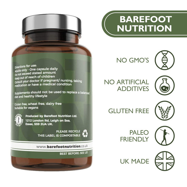 Barefoot Nutrition - B12 Complete High Strength Supplement Methylated B 12 (1000µg) - with Cofactors Methyl folate (400µg) & D-Biotin (400µg) - 60 x 1 A Day Vegan-Friendly Capsules
