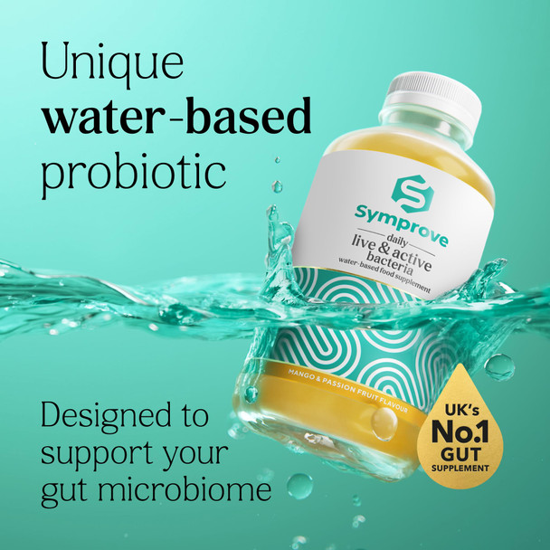 Symprove Daily Probiotic Drink - Mango & Passion Fruit 10 Billion CFUs  4 Clinically Studied Strains Gut & Immune Support Water-Based Vegan Dairy & Gluten Free (Pack of 4 x 500ml)