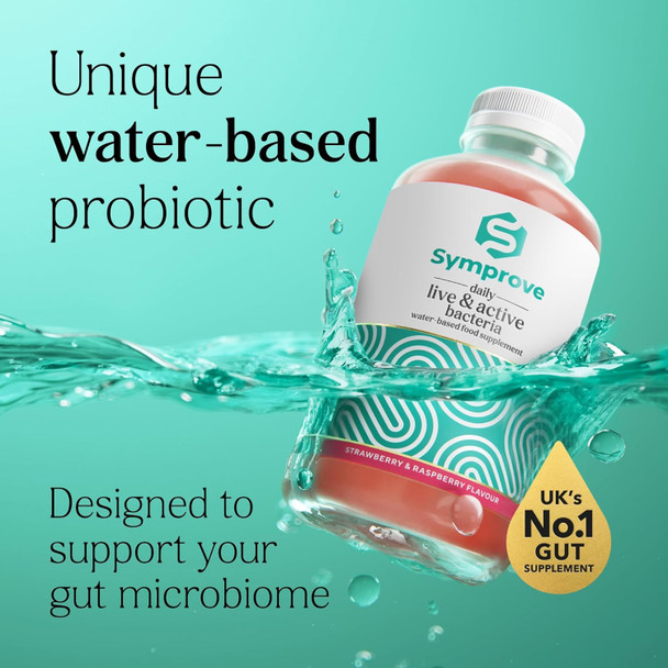 Symprove Daily Probiotic Drink Strawberry & Raspberry 10 Billion CFUs 4 Clinically Studied Strains Gut & Immune Support Water-Based Vegan Dairy & Gluten Free (Pack of 1 x 500ml)