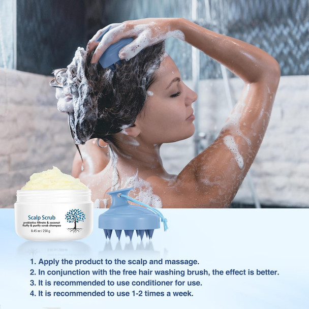 Ingbear Scalp Scrub for Dry Scalp Hair Scrub for Deep Cleansing and Hair Care Shampoo Includes Scalp Massager