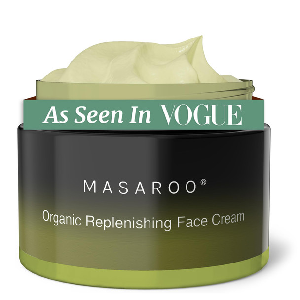 Masaroo Organic Face Cream & Face Moisturiser: Natural Moisturiser Face Women & Men - Face Cream Women for Day & Night - Anti Aging Cream with Vitamin C E & Natural Collagen 50g