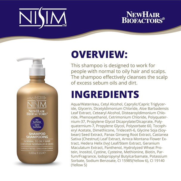 Nisim New Hair Biofactors Normal to Oily Shampoo SLS Free (1Litre)