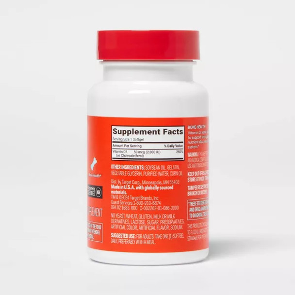 up&up Vitamin D3 Dietary Supplement Softgels 100