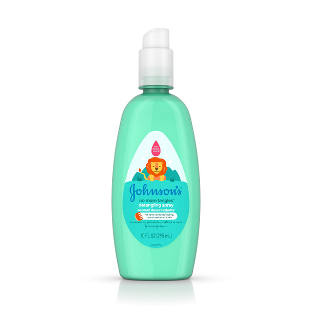 Johnson's No More Tangles Toddler & Kids Detangling Spray to Unlock Knots in Hair Hypoallergenic & Paraben-Free No More Tears Tear-Free Formula For Wet or Dry Hair 10 fl. oz