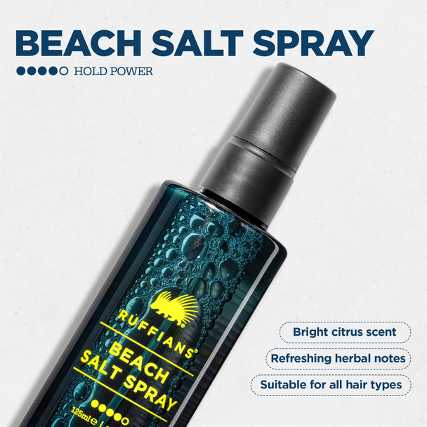 Ruffians Beach Salt Spray Sea Salt Spray for Hair Men and Women Texturising Volume Mist for Hydrated Texture for Fine Hair Natural Finish 125ml