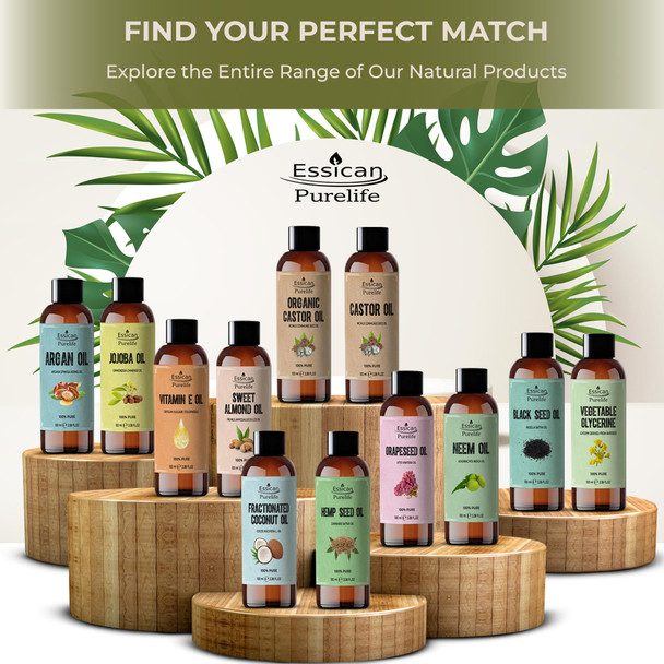 Essican Purelife Pure Vitamin E Oil fo Skin 100ml Natural Vit E Oil for Skin Hair & Face Antioxidant Rich Carrier Oils for Essential Oils Mixing Supports Hair Growth Nails & Cuticles