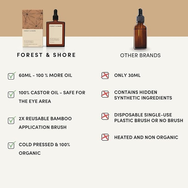 Forest & Shore Castor Oil 100% Natural & Organic for Hair Growth Eyebrows Eyelashes and Skin Hair Tonic Oil