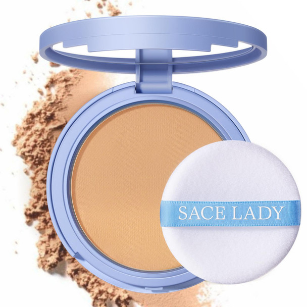 SACE LADY Face Powder Waterproof Sets Makeup Controls Shine Smooth Fine Lines for Flawless Lightweight Finish Long Lasting Matte Compact Setting Powder Cosmetics Cruelty-free 0.35oz (#03)