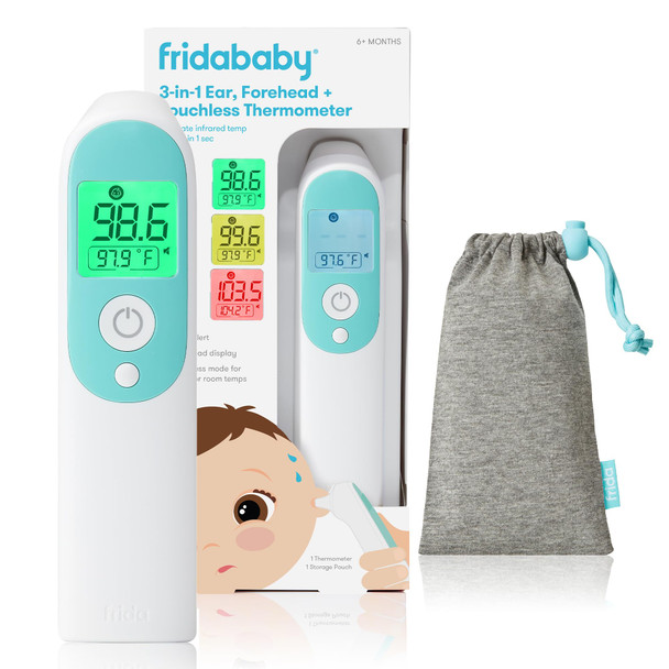 Frida Baby Thermometer 3-in-1 Infrared Thermometer for Ear Forehead and Touchless Fever Thermometer for Baby Infants Toddlers Kids and Adults