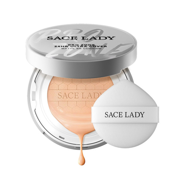 SACE LADY Oil Control BB Cushion Foundation Full Coverage Long Lasting Ultra Matte BB Foundation Makeup Covers Face Blemishes Evens Skin Tone Face Cosmetics 0.42Oz (#04 0.42Oz)