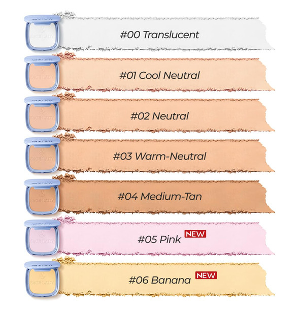 SACE LADY Face Powder Waterproof Setting Makeup Talc-Free Oil Control Pressed Powder Compact for Women Blurring Pores Matte Long Lasting Up to 24 Hours Cruelty-Free (#06 Banana 0.35Oz)