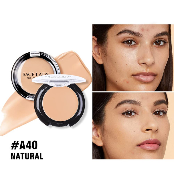 SACE LADY Full Coverage Concealer Cream Makeup Waterproof Matte Smooth Concealer Corrector Long Lasting for Dark Spot Under Eye Circles Cover 6g/0.2Oz (#40 Natural)