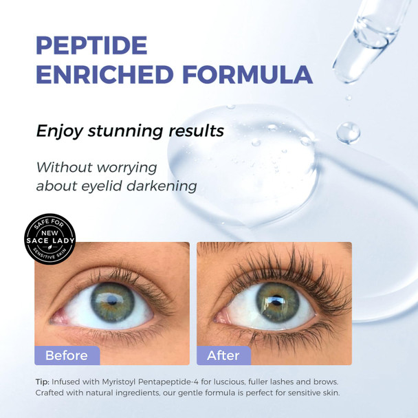 SACE LADY Eyelash Growth Serum for Longer Thicker and Fuller Lashes Lash & Brow Enhancing Serum with Natural & Gentle Formula No Darken Eyelids Eyelash Extensions 3ml