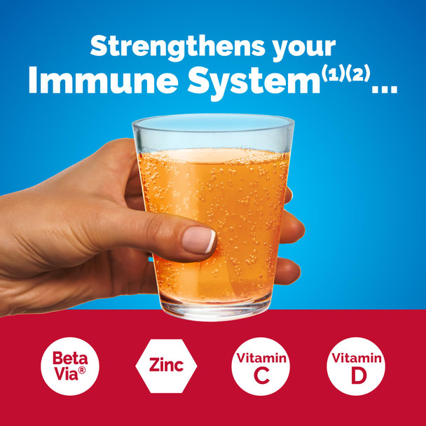 Emergen-C Immune+ Triple Action Immune Support Powder BetaVia (R) 1000mg Vitamin C B Vitamins Vitamin D and Antioxidants, Super Orange – 50 Count