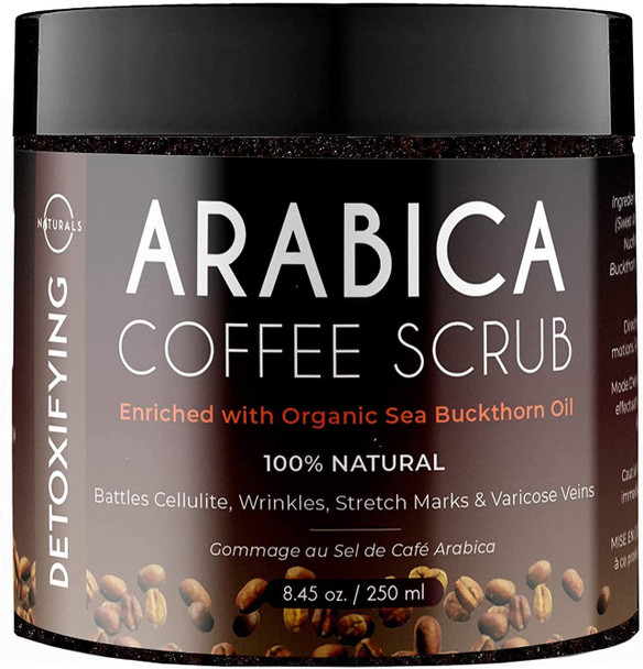O Naturals Arabica Coffee Exfoliating Body Scrub Exfoliator - Anti Cellulite Dead Sea Salt Coffee Scrub For Face Body Legs & Foot Best Body Exfoliator & Cellulite Remover - Coffee Body Scrub