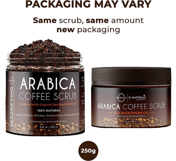 O Naturals Arabica Coffee Exfoliating Body Scrub Exfoliator - Anti Cellulite Dead Sea Salt Coffee Scrub For Face Body Legs & Foot Best Body Exfoliator & Cellulite Remover - Coffee Body Scrub