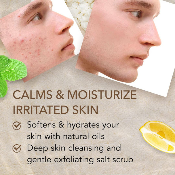 O Naturals Lemon & Mint Dead Sea Salt Scrub. Refreshing All Natural Exfoliator for Face Hands Body & Acne. Smooths Renews & Revives Skin with Argan & Sweet Almond Oil. For Women & Men. 500 gr