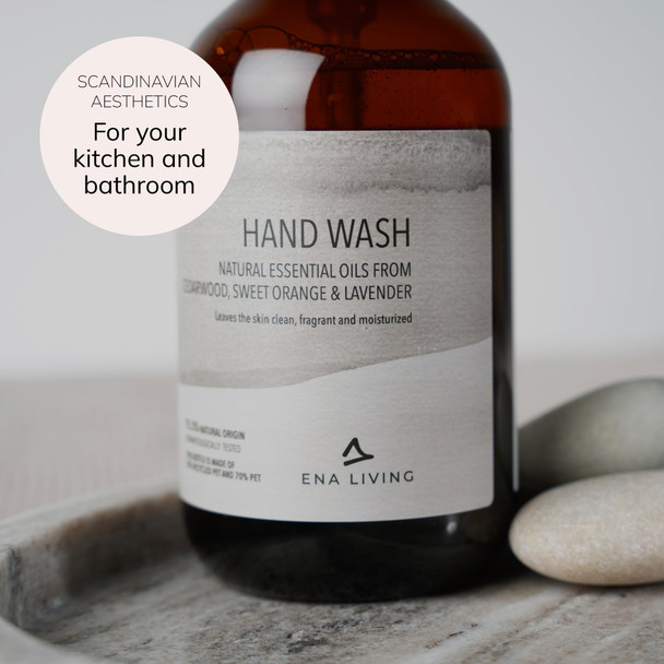 ENA Living Cedar Scented Hand Wash | 500ml | Hand Wash for All Skin Types | Luxury Hand Wash with Sweet Orange Lavender and Cedar Oils | Moisturising Hand Wash with Aloe Vera and Castor Oil ENA Living Cedar Scented Hand Wash | 500ml | Hand Wash for All Skin Types | Luxury Hand Wash with Sweet Orange Lavender and Cedar Oils | Moisturising Hand Wash with Aloe Vera and Castor Oil