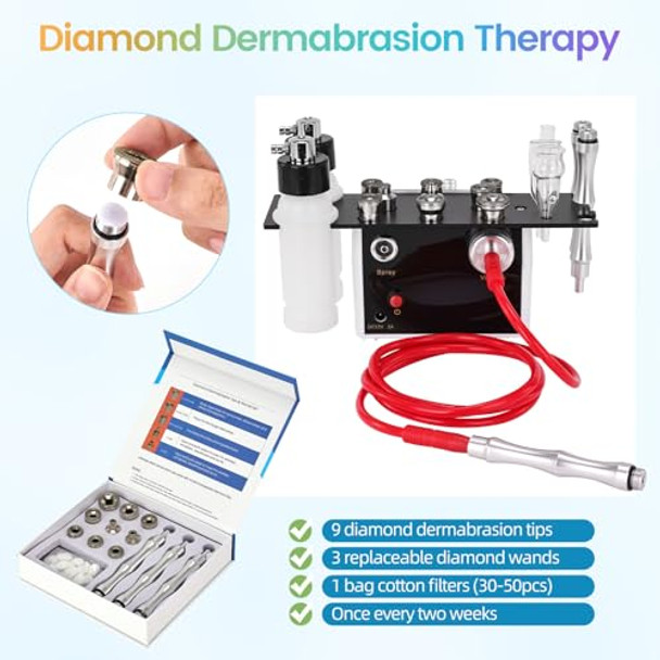 Beautycity Diamond Micro-Derma-Dermabrasion Machine 3 In 1 Dermabrasion Facial Machine 0-68Cmhg Suction Power Professional Diamond Glow Facial Machine With Spray Kit