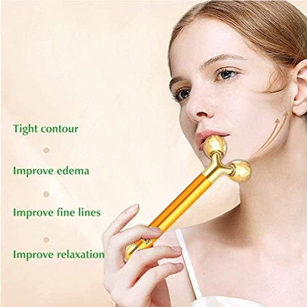 Dangshan 2-In-1 Electric Face Massager 24K Golden Facial Massager 3D Roller And T Shape Facial Roller Massager Kit Skin Care Tools