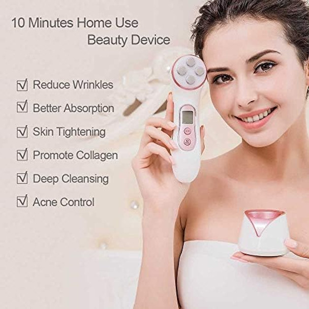 Mismon Wrinkle Reduction Device 5 In 1 Multifunction Facial Massager High Frequency Led Skin Care Beauty Device Skin Rejuvenation/Anti-Aging/Skin Tightening/Face Lifting/Face Cleansing