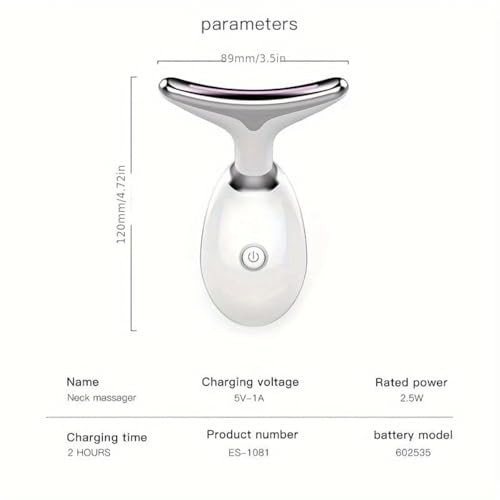 Uniqus 7-Color Led Facial Massager For Skin Care – Portable Multifunctional Face Massager Tool With Heat & Vibration Anti-Aging & Wrinkle Reduction Glossy White