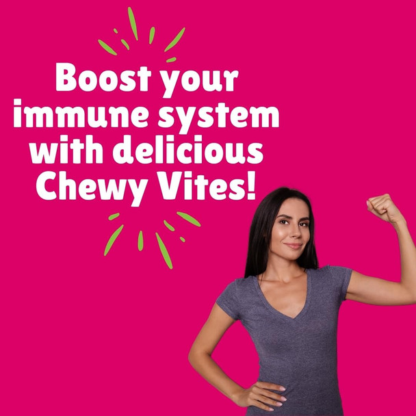 Chewy Vites Adult Super Immune 60 Multivitamin Gummies Extra-Strength Vitamin D 2000 IU 200mg Vitamin C 8mg Zinc Elderberry 2 Months Supply Real Fruit Juice Vegan Elderberry Flavour