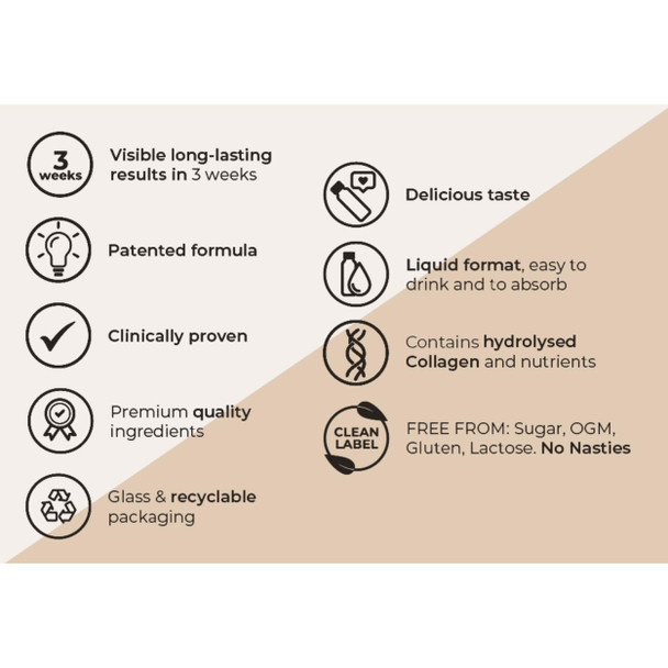 GOLD COLLAGEN Active - Collagen Supplements for Women & Men with Vitamin C Supplement Joints with Bovine Collagen and Hyaluronic Acid for Hair Bones and Skin 10 Bottles 50 ml Each