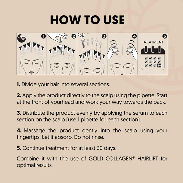 GOLD COLLAGEN Scalp Revival - Hair Serum with Hyaluronic Acid Keratin & Natural Extracts for Scalp Health & Hair Growth - Women's Damaged Fragile Hair Serum & Loss Treatment