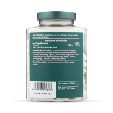 Holland and Barrett Vitamin C 1000mg High Strength Slow Release Vegan Ascorbic Acid 240 Tablets (8 Months Supply)