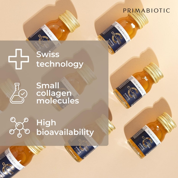 Primabiotic Collagen Sport - Collagen Shots for Drinking 30x30 ml - 10000 mg with Orthosilicic Acid - for Active People - Pineapple Flavor - 45 kcal per Serving