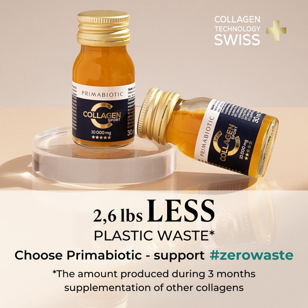 Primabiotic Collagen Sport - Collagen Shots for Drinking 30x30 ml - 10000 mg with Orthosilicic Acid - for Active People - Pineapple Flavor - 45 kcal per Serving