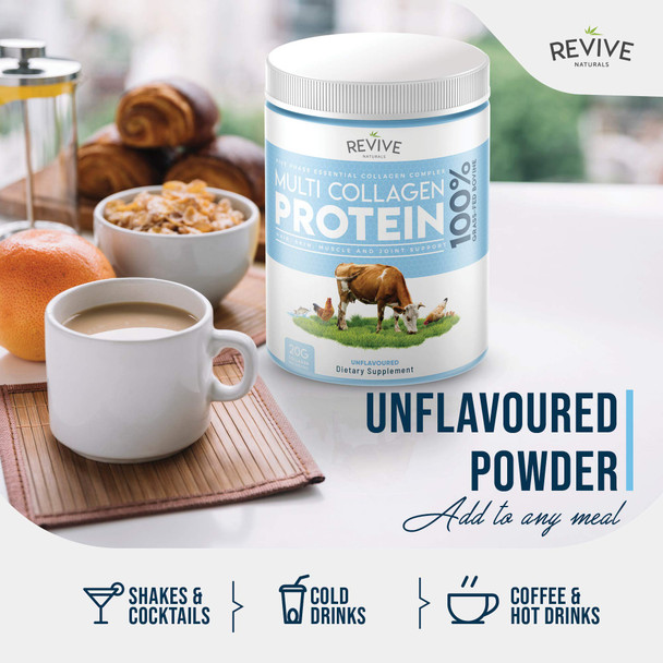 Revive Naturals Multi Collagen Protein Powder 400g - Types I II III V & X - Hydrolyzed Grass Fed Bovine Wild Caught Fish & Free-Range Chicken & Eggshell Collagen (1 Month Supply)