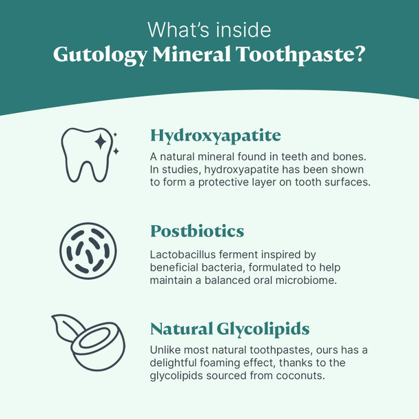 Gutology Mineral Hydroxyaptite Toothpaste 120ml Microbiome Friendly Fluoride Free Toothpaste Suitable for Adults & Children for Sensitive Teeth - Wild Mint
