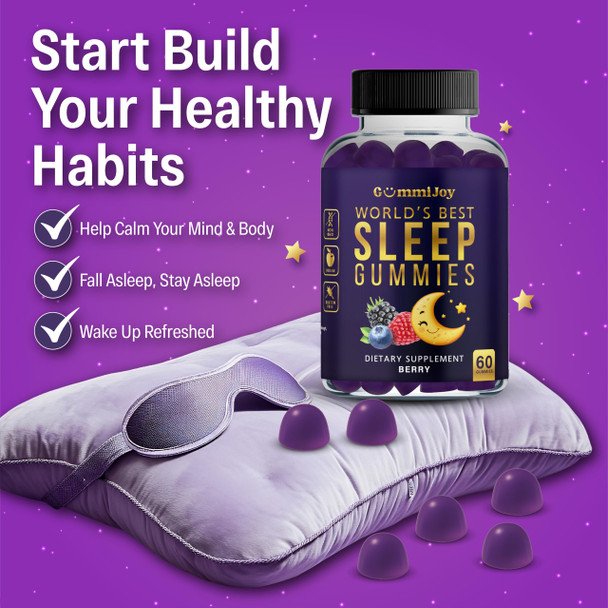 GummiJoy | Sleep Gummies 60 Natural | 30 Day Supply | Berry Flavoured