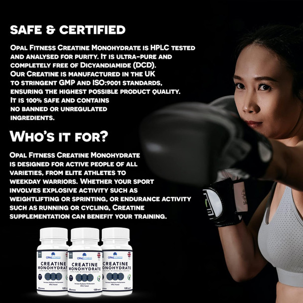 OPALFITNESS Creatine Monohydrate Tablets by Opal Fitness – Easy to Swallow Vegan Tablets - Scientifically Proven to Increase Muscle Strength High Intensity Explosive Energy, and Build Lean Muscle Mass