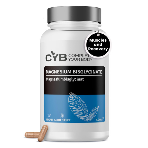 CYB Complete your Body Magnesium Glycinate High Strength - 300mg Elemental Magnesium Per Daily Dose - 120 Vegan Capsules - Laboratory Tested