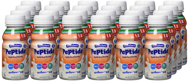 PediaSure Peptide 1.0 Cal Peptide-Based Formula Sole-Source Nutrition Drink for Tube Feeding or Oral Nutrition Unflavored 8-fl-oz Bottle Pack of 24