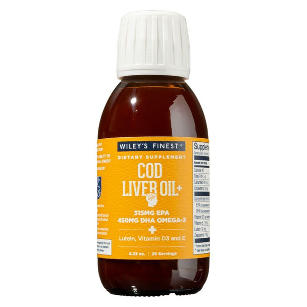 Wiley's Finest Cod Liver Oil - Orange Flavored Omega-3 Fish Oil Supplement - 765mg Omega-3s - 4.23 Oz (25 Servings)