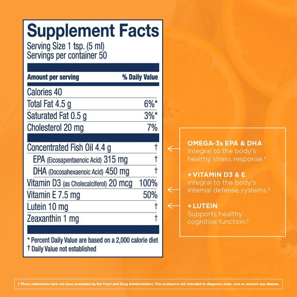 Wiley's Finest Cod Liver Oil - Orange Flavored Omega-3 Fish Oil Supplement - 765mg Omega-3s - 8.45 Oz (50 Servings)