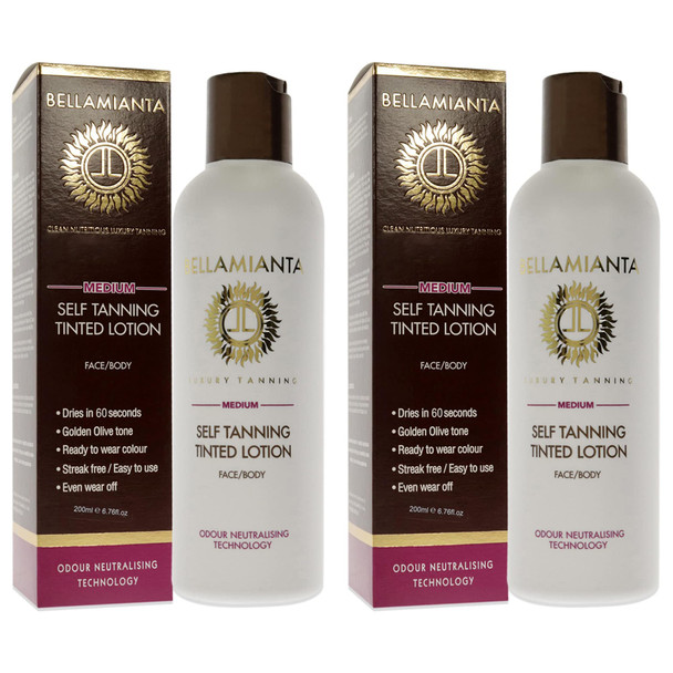 Bellamianta Self-Tanning Tinted Lotion - Medium Bronzer Women 6.76 oz Pack of 2
