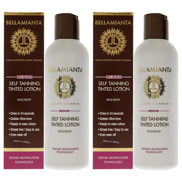 Bellamianta Self-Tanning Tinted Lotion - Medium Bronzer Women 6.76 oz Pack of 2