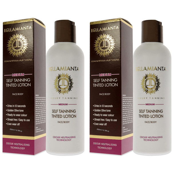Bellamianta Self-Tanning Tinted Lotion - Medium Bronzer Women 6.76 oz Pack of 2