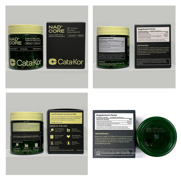 Cata-Kor NMNH Supplement Alternative - Liposomal NAD CORE 250mg - 30-Day Supply - High Purity NAD Supplement with Astragalus for Healthy Aging Energy - 60 Capsules