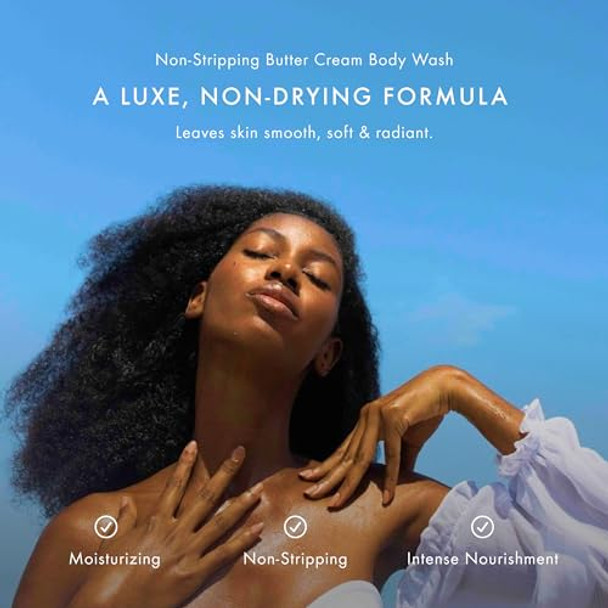 54 Thrones Mini Non-Stripping Butter Cream Body Wash, Shea Butter Body Wash, Exfoliating & Moisturizing Liquid Soap, Ugandan Vanilla + Ethiopian Honey