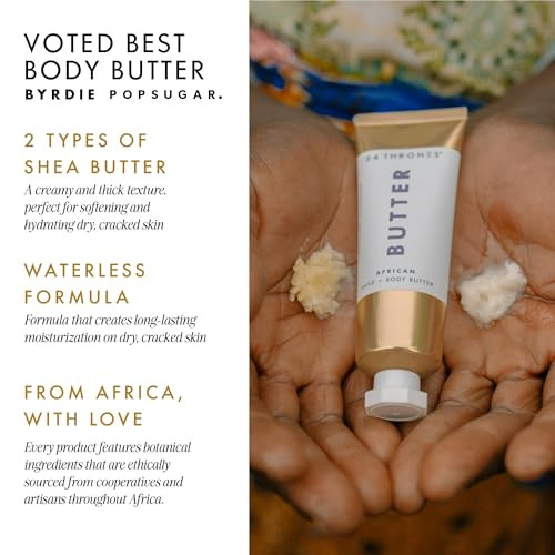 54 Thrones Mini African Beauty Shea Butter, Intensive Dry Skin Support, Moisturizing Body Butter For Women, Moisturizing Body Balm And Cream, Egyptian Lavender + Moroccan Mint