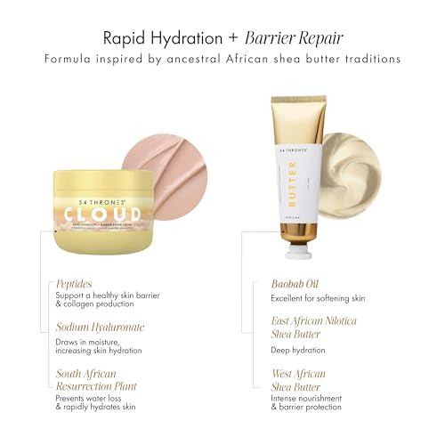 54 Thrones Slather + Seal Mini Set, Mini Barrier Repair Cloud Cream & Skin Repair Cream + Mini African Beauty Shea Butter, Moisturizing Body Butter For Women, Ugandan Vanilla + Ethiopian Honey