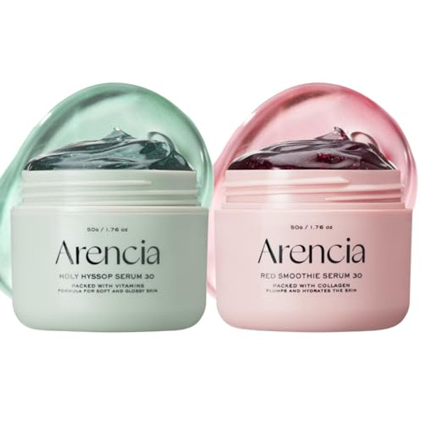 Arencia Overnight Face Mask Serum Duo [Glow Hyssop + Red Collagen ] For Glass Skin, Korean Skincare